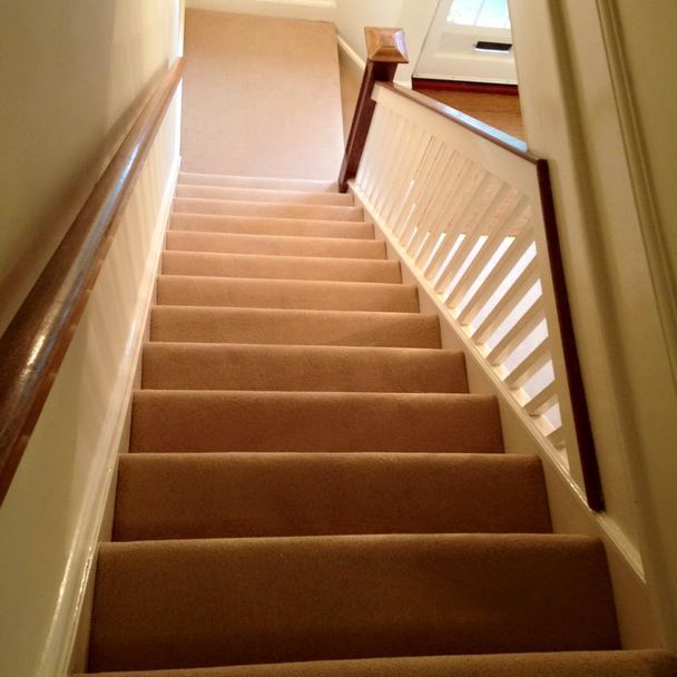 brown carpet stairs